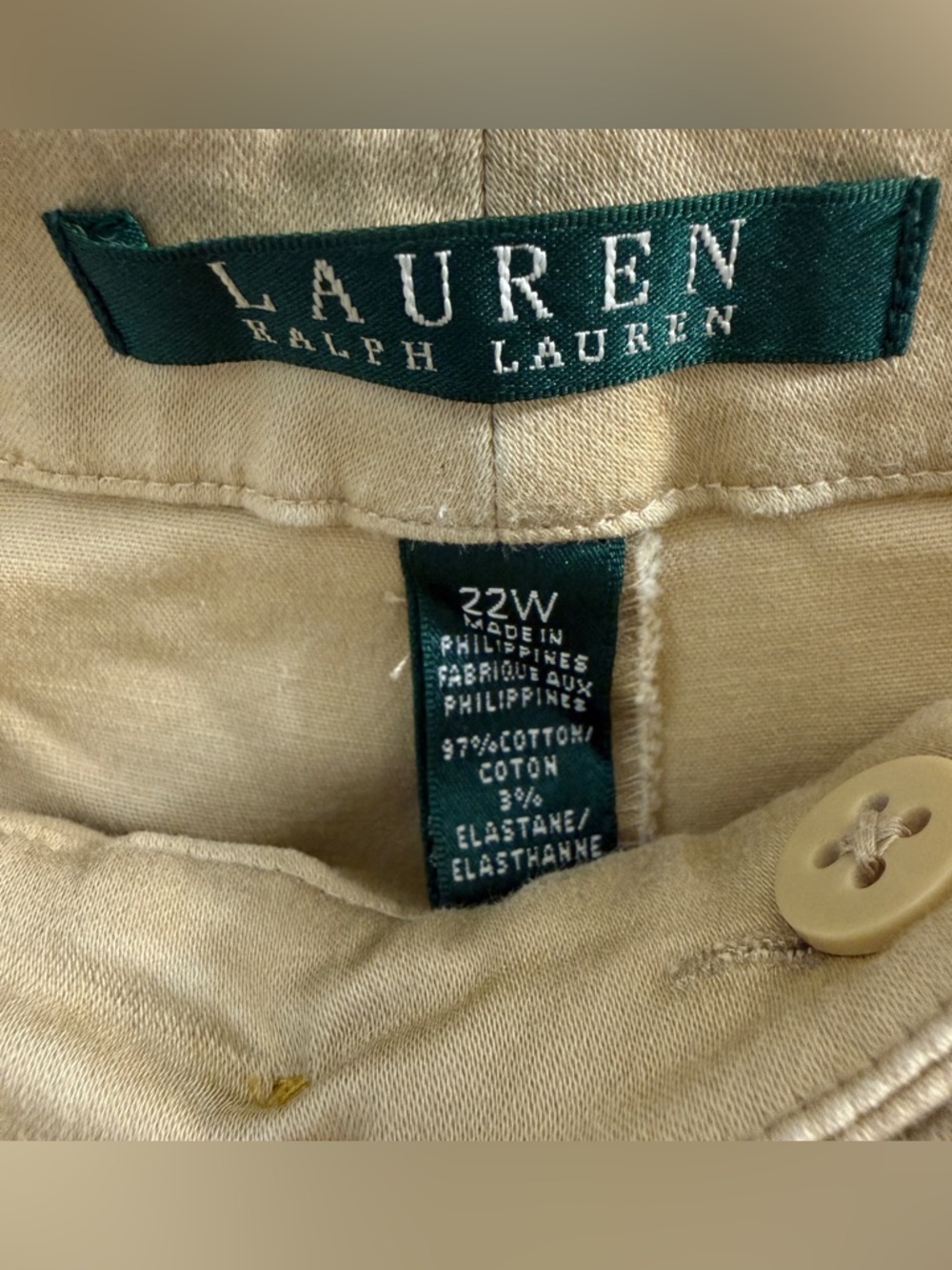Lauren Ralph Lauren Khaki Chino Shorts Plus Size 22W - Picture 2 of 10